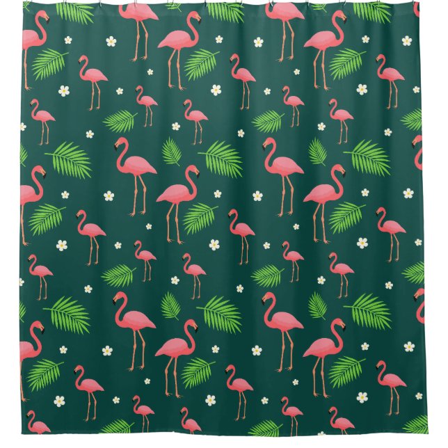 Tropical Flamingo Pattern Shower Curtain (Front)