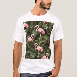 Tropical Flamingo Pattern: Vintage Leaves T-Shirt