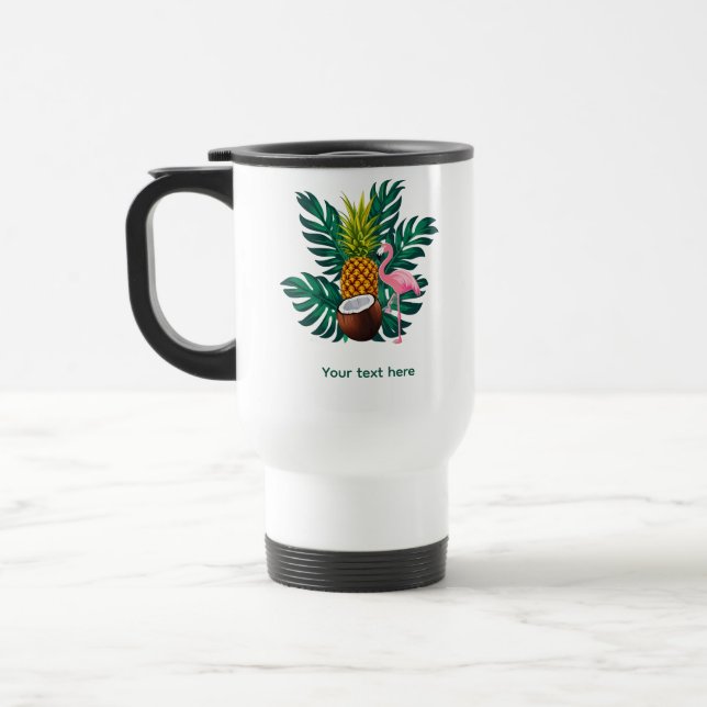Tropical Flamingo - Personalized Trave Cup (Left)