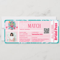 Tropical Flamingo Pickleball Bridal Shower Ticket