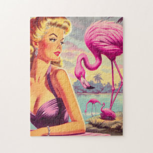 Tropical Flamingo Pin-up Jigsaw Puzzle