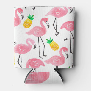 Tropical Flamingo Pineapple: Watercolor Set Can Cooler