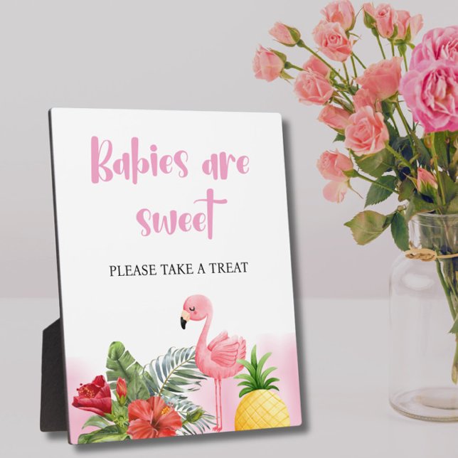 Tropical Flamingo Pink Babies are Sweet Sign Plaque (Creator Uploaded)