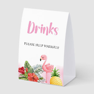 Tropical Flamingo Pink Baby Shower Drinks Sign