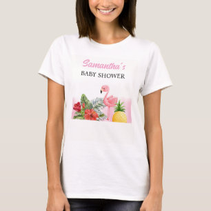 Tropical Flamingo Pink Baby Shower T-Shirt