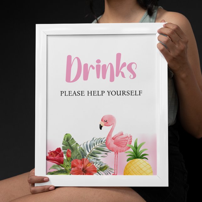 Tropical Flamingo Pink Drinks Sign (Creator Uploaded)