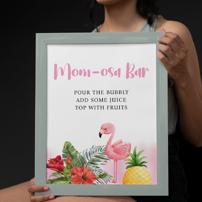 Tropical Flamingo Pink Mum-osa Bar Baby Shower Poster (Creator Uploaded)