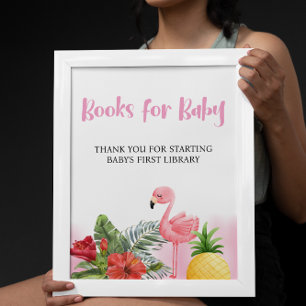 Tropical Flamingo Pink Wishes for Baby Sign Poster