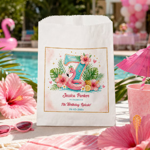 Tropical Flamingo Pool Party 7th Birthday Splash Favour Bags