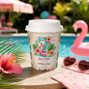 Tropical Flamingo Pool Party 7th Birthday Splash Paper Cups