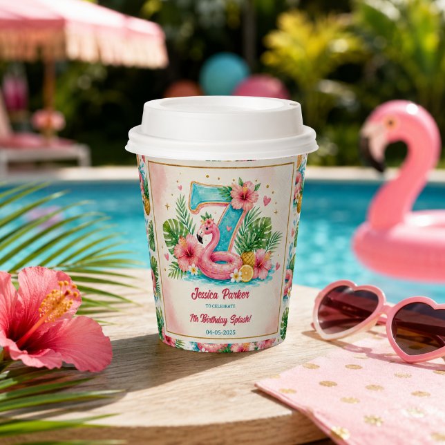 Tropical Flamingo Pool Party 7th Birthday Splash Paper Cups (Tropical Flamingo Pool Party 7th Birthday Splash Paper Cups
)