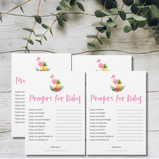 Tropical Flamingo Prayers for Baby Shower Card (Creator Uploaded)