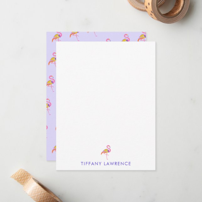 Tropical Flamingo Purple Personalised Card (Front/Back In Situ)