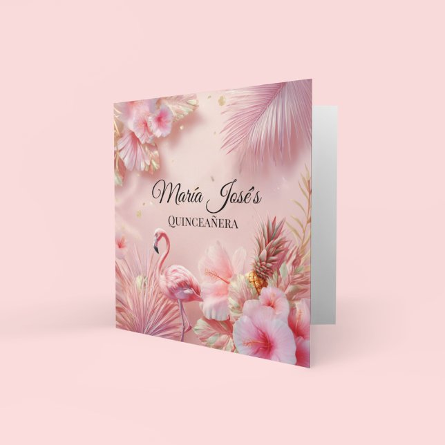 Tropical Flamingo Quinceañera, custom Invitation (Creator Uploaded)