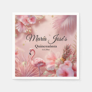 Tropical Flamingo Quinceañera, custom Napkin