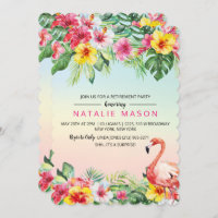 Tropical Flamingo Retirement Party Invitation