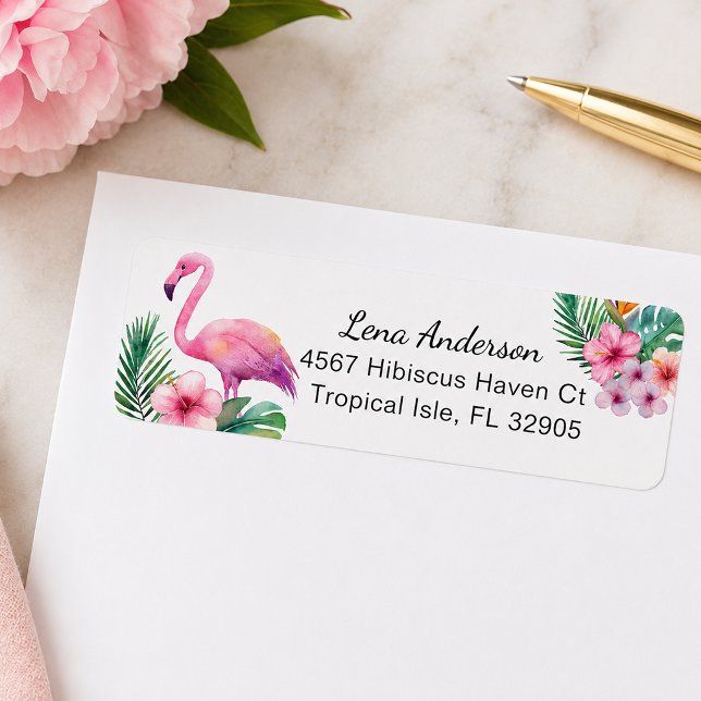Tropical Flamingo Return Address Label Baby Shower (Flamingo Return Address Label)