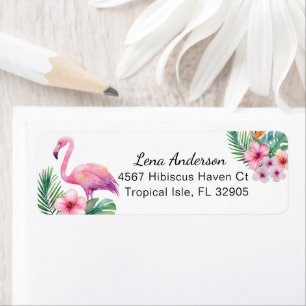 Tropical Flamingo Return Address Label Baby Shower