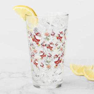 Tropical Flamingo Santa Christmas Pattern Glass