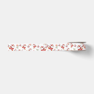 Tropical Flamingo Santa Christmas Pattern Grosgrain Ribbon