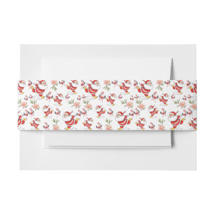Tropical Flamingo Santa Christmas Pattern Invitation Belly Band