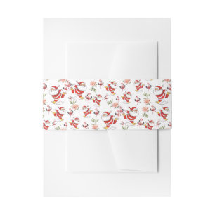 Tropical Flamingo Santa Christmas Pattern Invitation Belly Band