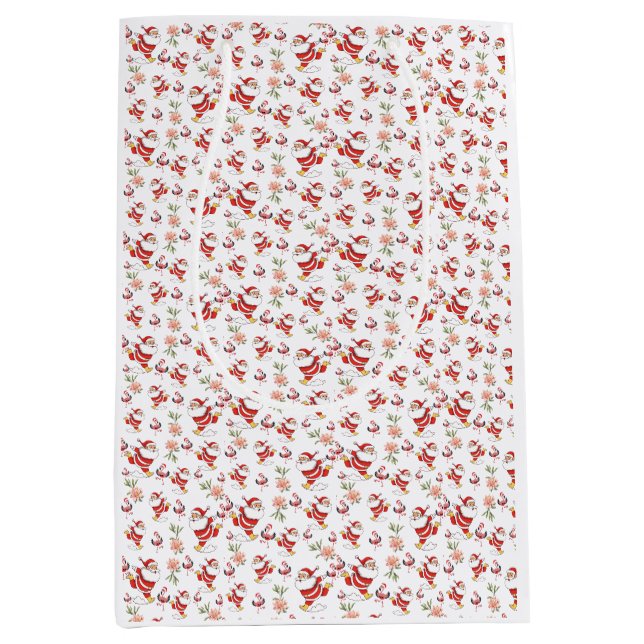 Tropical Flamingo Santa Christmas Pattern Medium Gift Bag (Front)