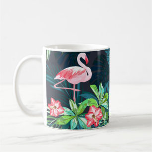 Tropical Flamingo: Summer Flowers Pattern Coffee Mug
