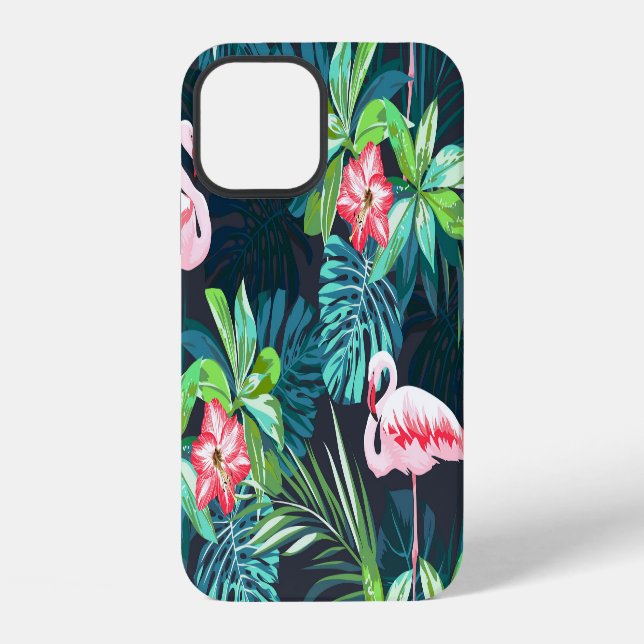 Tropical Flamingo: Summer Flowers Pattern iPhone Case (Back)