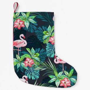 Tropical Flamingo: Summer Flowers Pattern Small Christmas Stocking