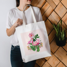 Tropical Flamingo Summer Pink Green Botanical