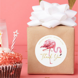 Tropical Flamingo Sweet 16 Thank You ID922 Classic Round Sticker
