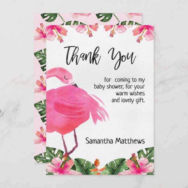 Tropical Flamingo Thank You Card (Front/Back)