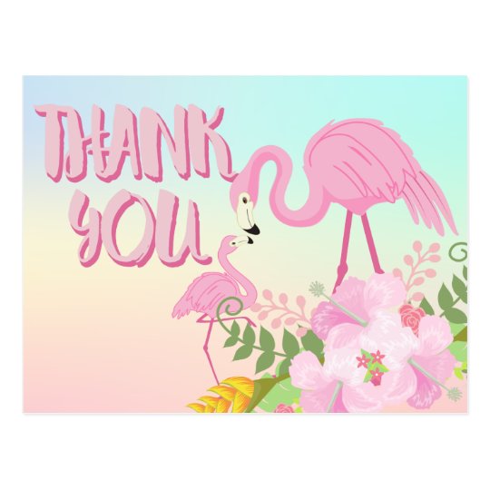 Tropical Flamingo Thank You Postcard | Zazzle.co.uk