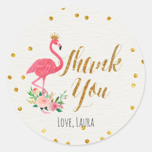 Tropical Flamingo Thank You Stickers