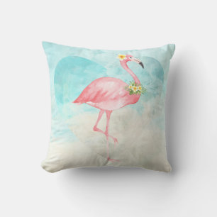 Tropical Flamingo Throw Pillow