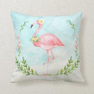 Tropical Flamingo Throw Pillow
