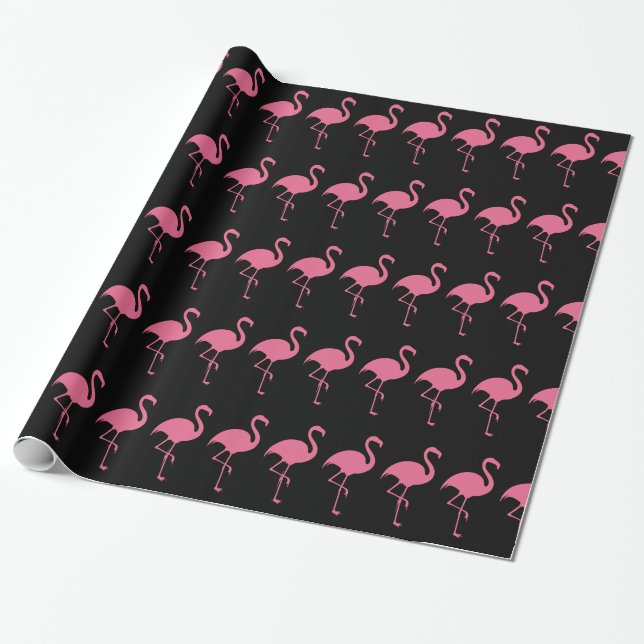 Tropical Flamingo Trendy Wrapping Paper (Unrolled)