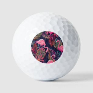 Tropical flamingo: vintage palm pattern. golf balls