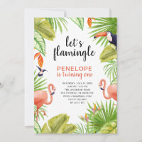 Tropical Flamingo Watercolor First Birthday