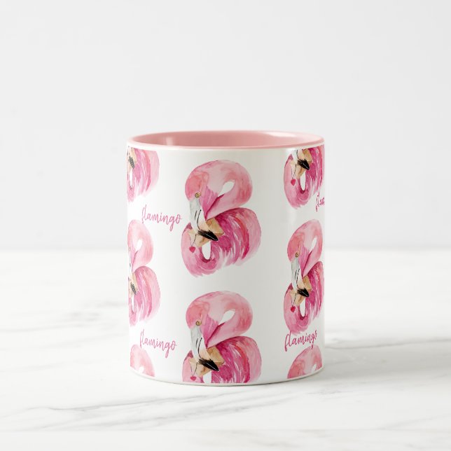 Tropical Flamingo Watercolor Mug | Pink Exotic  (Center)