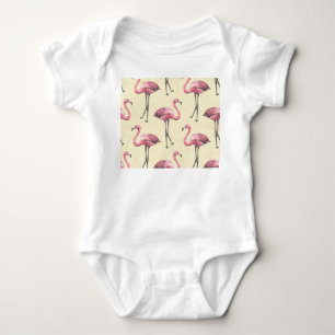 Tropical Flamingo: Watercolor Wallpaper Delight. Baby Bodysuit