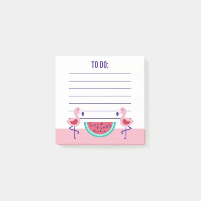 Tropical Flamingo Watermelon Post-It Notes (Front)