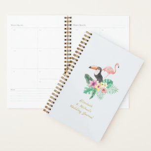 Tropical Flamingo Wedding Bridal Shower Keepsake Planner