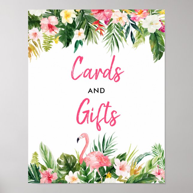 Tropical Flamingo Wedding Cards and Gifts Sign (Front)