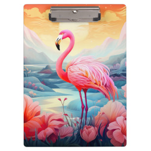 Tropical Flamingo with Flowers-76280 Clipboard