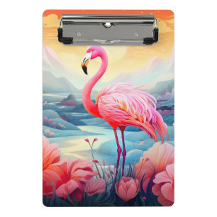 Tropical Flamingo with Flowers Mini Clipboard