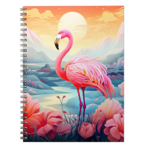 Tropical Flamingo with Flowers Notebook
