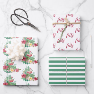 Tropical Flamingo  Wrapping Paper Sheet