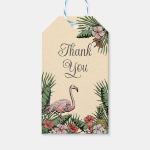 Tropical Flamingo Yellow Favour Thank You Gift Tags